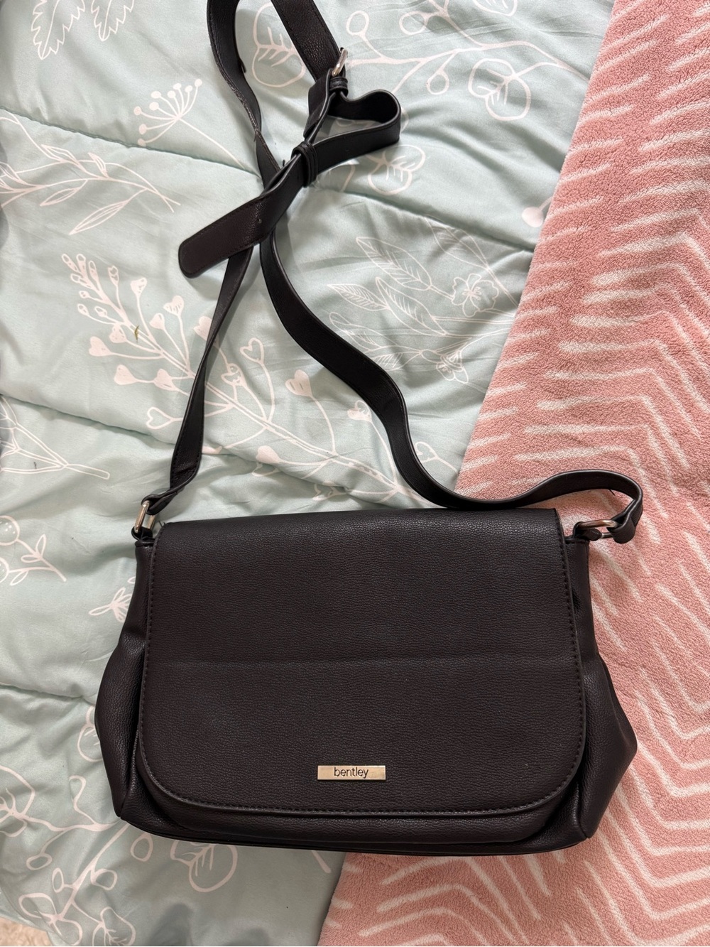 Bentley Black Pebbled Leather Crossbody Bag